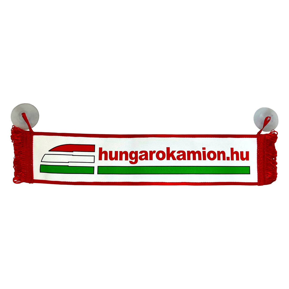 Mini bandera horizontal para coche con ventosas y flecos – 39 cm