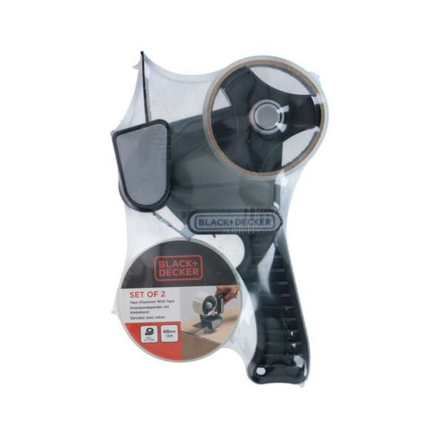 Dispenser pentru bandă adezivă Black+Decker cu 2 role 48mm x 15m