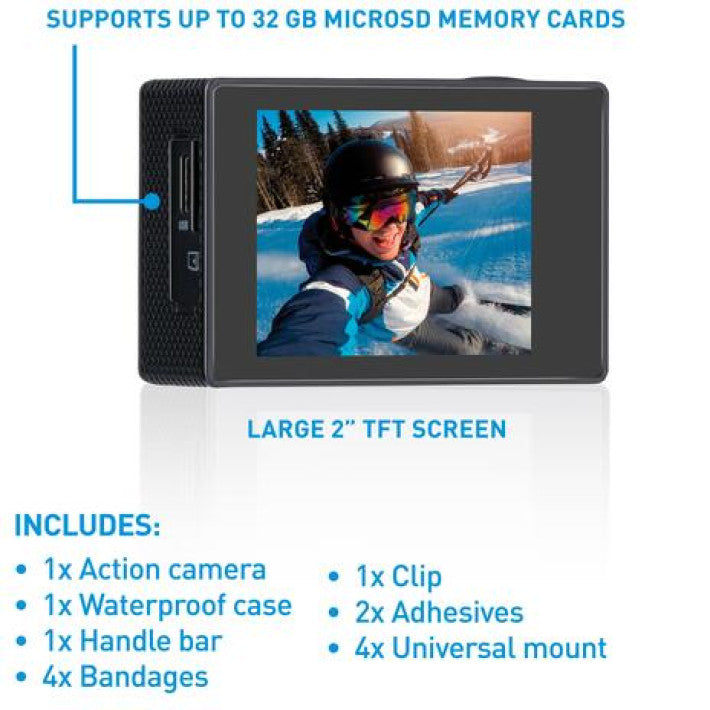 Caméra d’action HD étanche jusqu’à 30 m