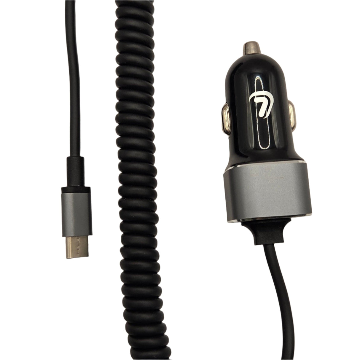 Încărcător auto USB-C, 1 port, 3000mA, cablu spirală 150cm