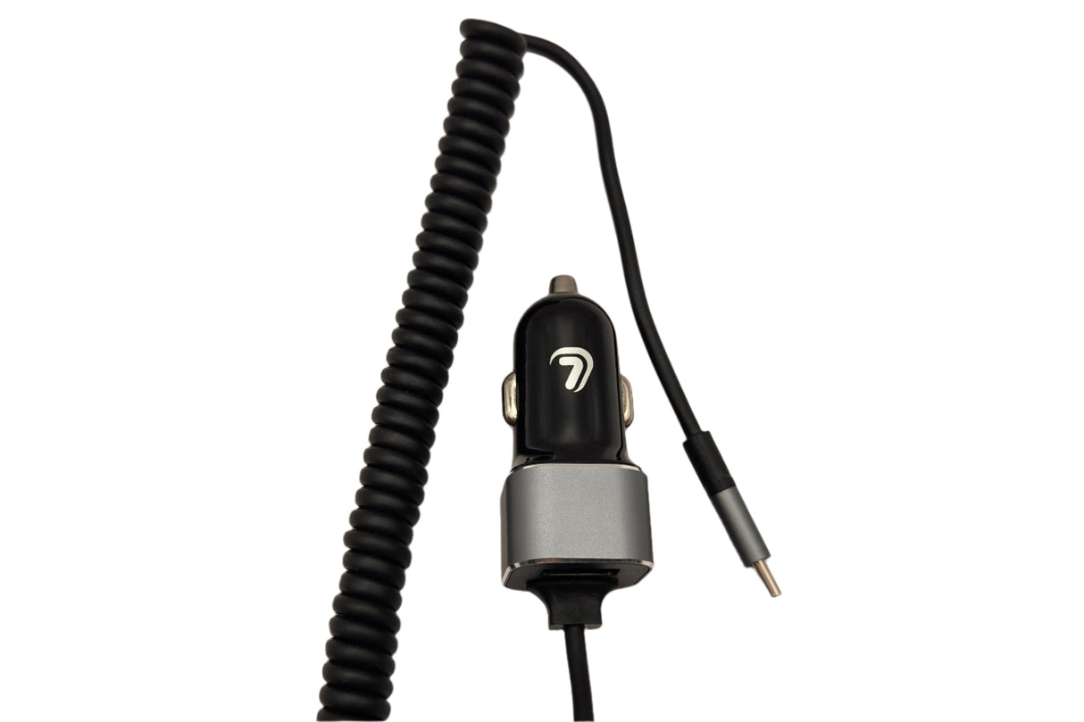 Încărcător auto USB-C, 1 port, 3000mA, cablu spirală 150cm
