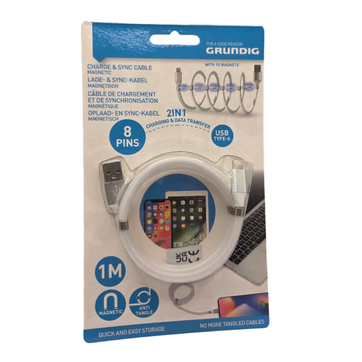 Grundig USB A магнитен кабел Lightning 1 м