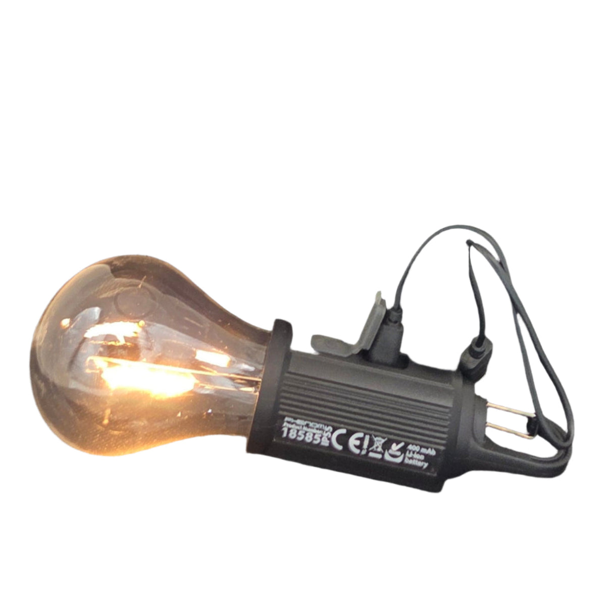 Lámpara solar de exterior con forma de bombilla y carga USB-C