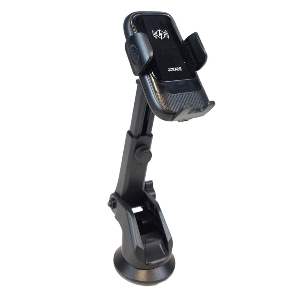 Suport auto pentru telefon cu încărcare wireless și braț telescopic, prindere cu ventuză JH034