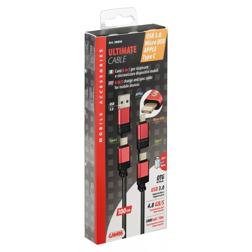 Cavo USB 6 in 1 per Dati e Ricarica – 100 cm