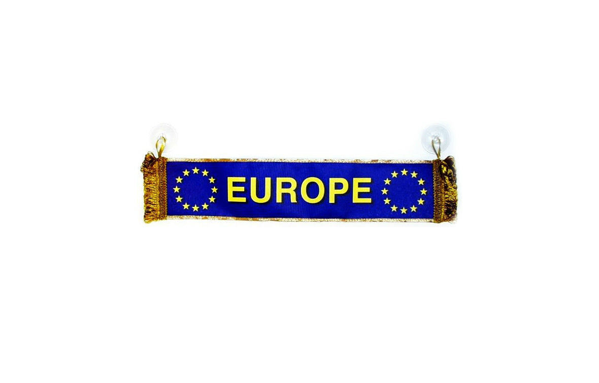 Mini bandera horizontal para coche con ventosas y flecos – 39 cm