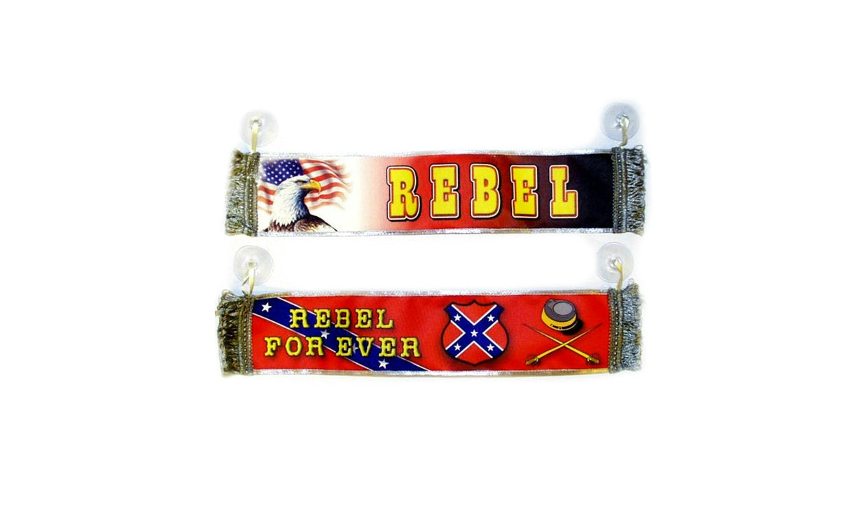 Mini bandera horizontal para coche con ventosas y flecos – 39 cm