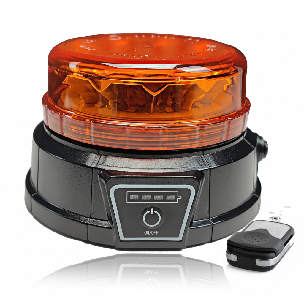 Lampă de avertizare LED galbenă, ultra-subțire, cu bază magnetică și telecomandă