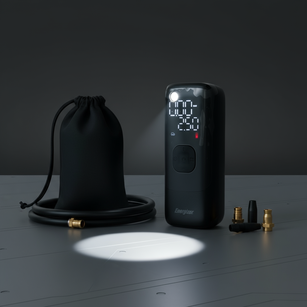 Mini compresor portabil cu power bank și lanternă LED Energizer PAC4000