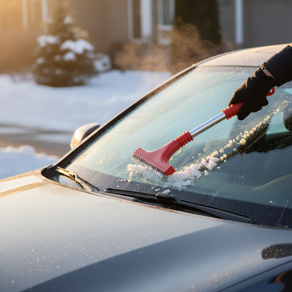 Rascador de hielo con mango y hoja de cobre, 30 cm