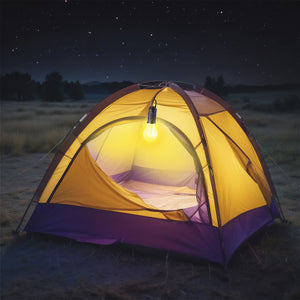 Lámpara solar de exterior con forma de bombilla y carga USB-C