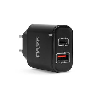 Adaptor încărcător USB-A + USB-C cu încărcare rapidă PD 20W
