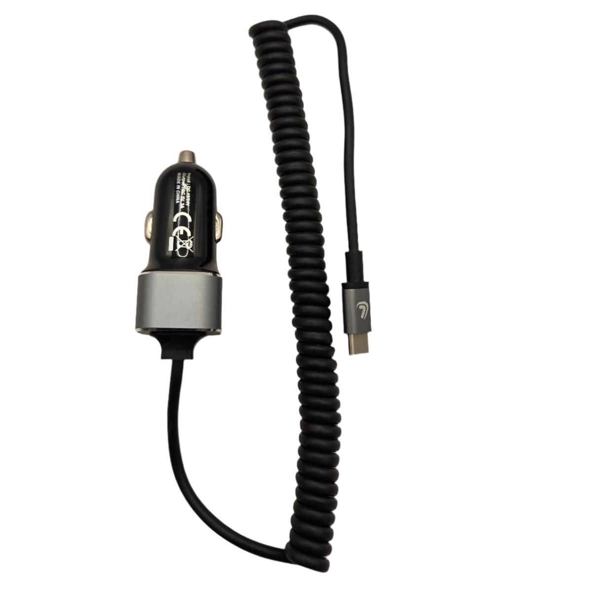 Încărcător auto USB-C, 1 port, 3000mA, cablu spirală 150cm