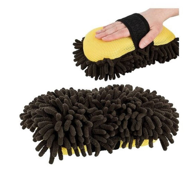 Éponge et brosse de lavage 2-en-1 en microfibres chenille 26x16 cm