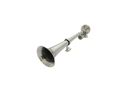 Claxon pneumatic rotund, 38 cm, cromat, 12/24V, pentru camioane și autobuze