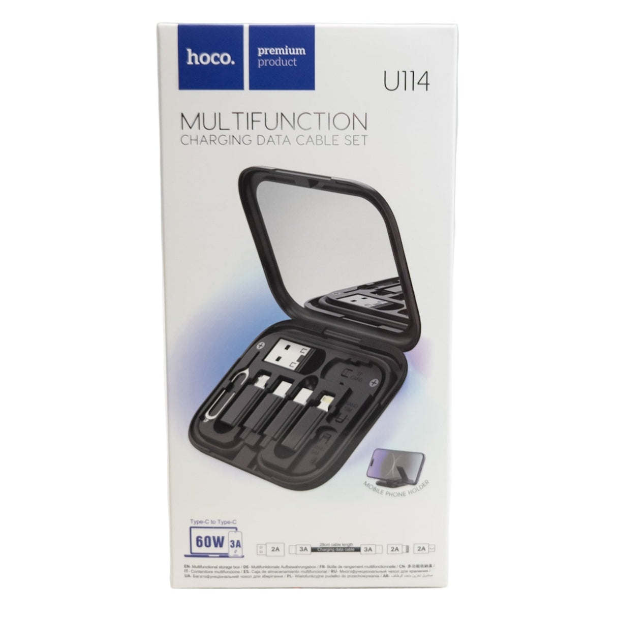 Set cabluri 6 în 1 Hoco U114 cu husă compactă, negru