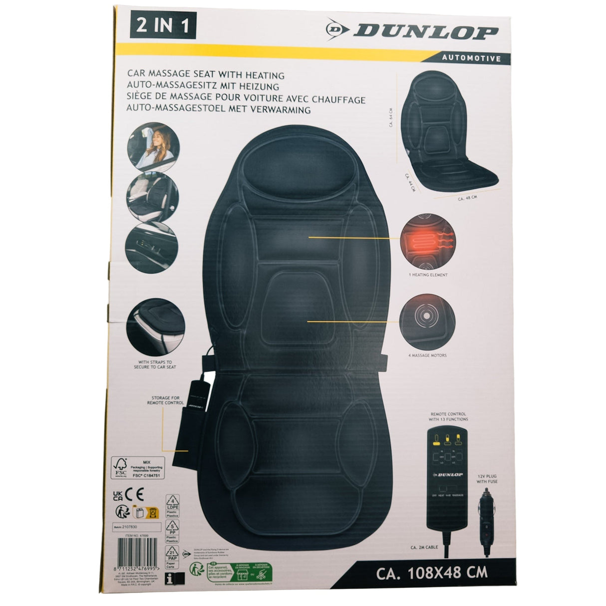 Heated Car Seat Cover with Massage by Dunlop