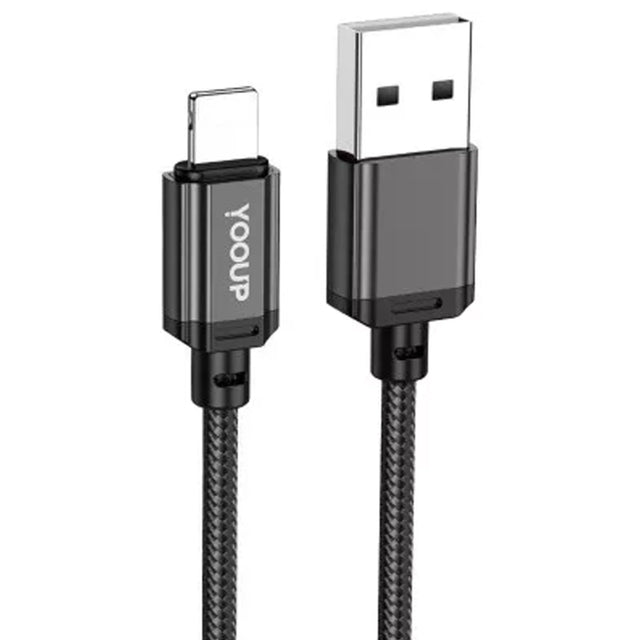 Cable Lightning YOOUP L07A 2 m – 2.4A, Negro
