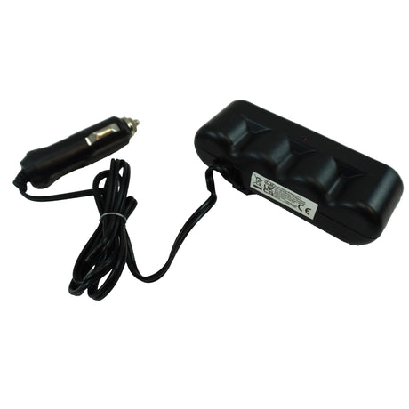 Автомобилен разклонител за запалка с 4 изхода и червен LED индикатор