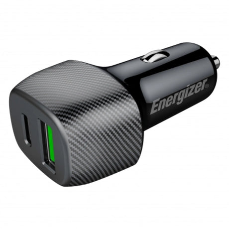 Energizer D38BK 38W Car Charger USB-A & Type-C QC – Carbon Fiber Design