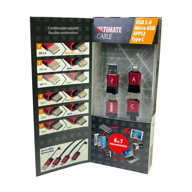 Cavo USB 6 in 1 per Dati e Ricarica – 100 cm